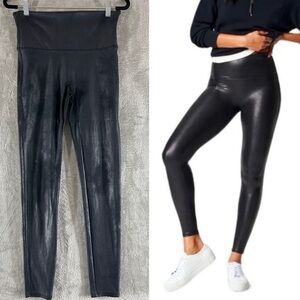 SPANX Metallic Shimmer Liquid High Waisted Leggings Black Size Large